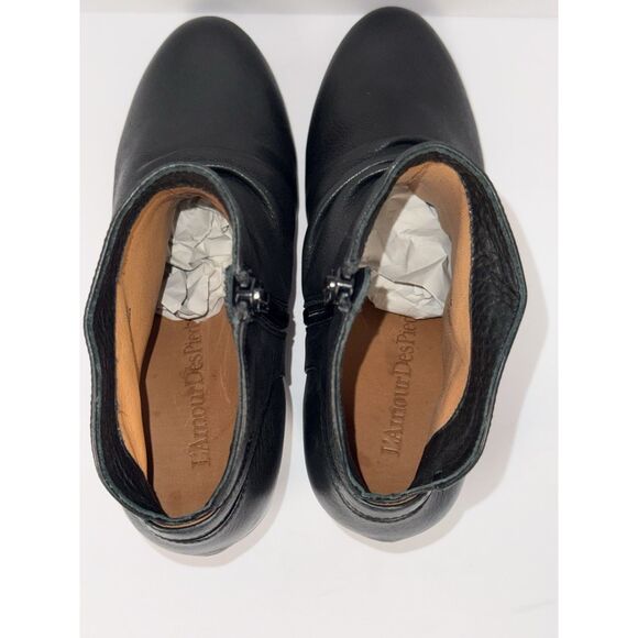 L'Amour Des Pieds Black Leather Ankle Boots Buttery Soft Bootie Buckle Block 6.5 - Picture 8 of 16